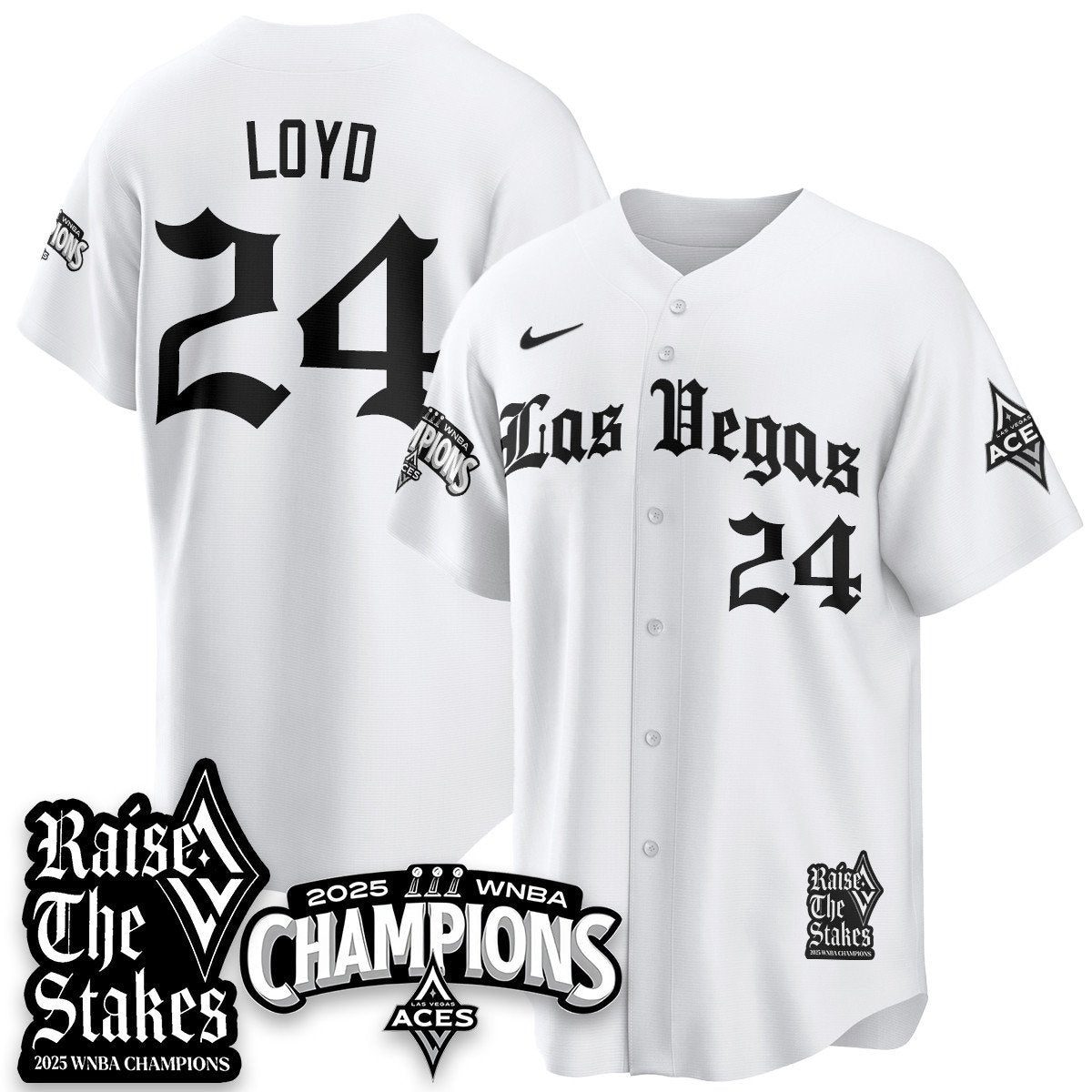 Las Vegas Aces 2025 WNBA Championship Baseball Jersey - All Stitched