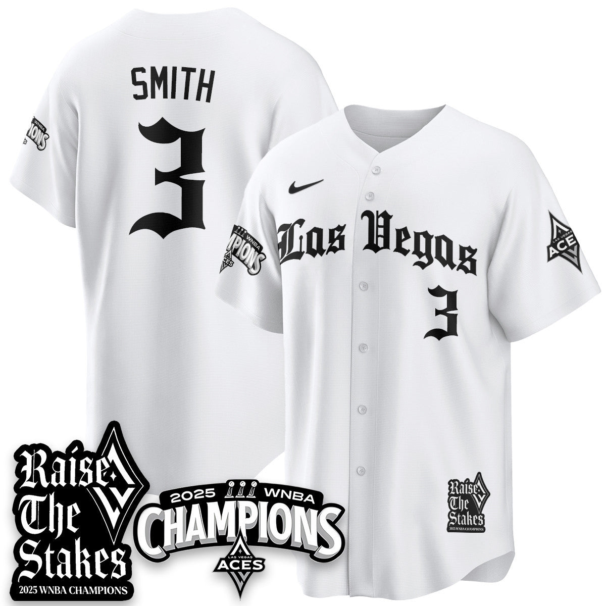 Las Vegas Aces 2025 WNBA Championship Baseball Jersey - All Stitched