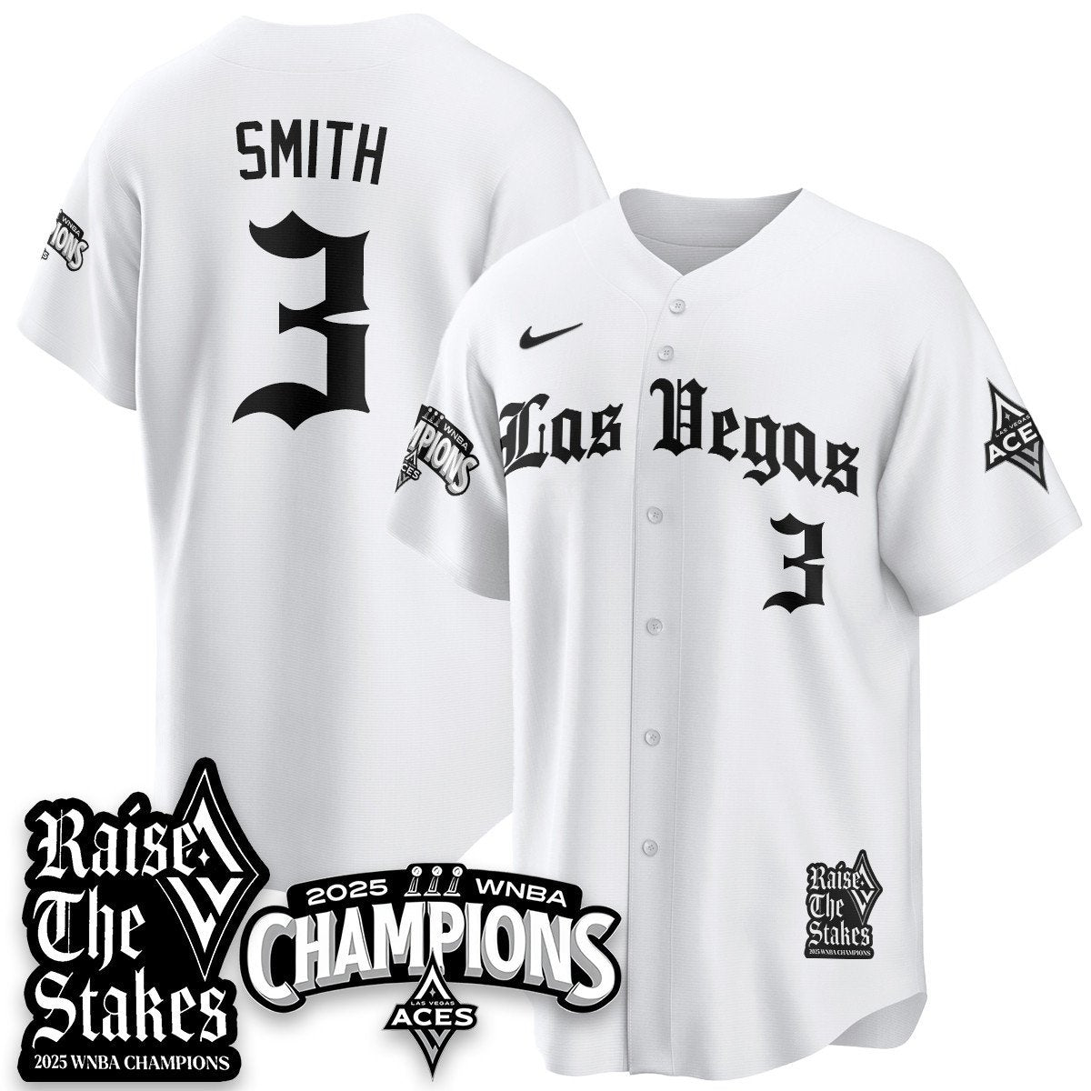 Las Vegas Aces 2025 WNBA Championship Baseball Jersey - All Stitched