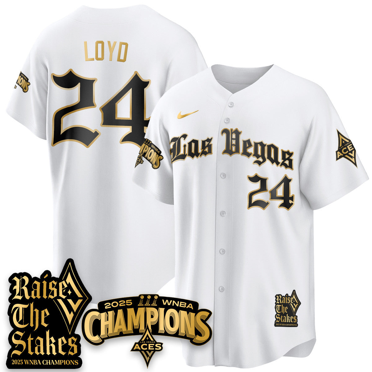 Las Vegas Aces 2025 WNBA Championship Baseball Jersey - All Stitched