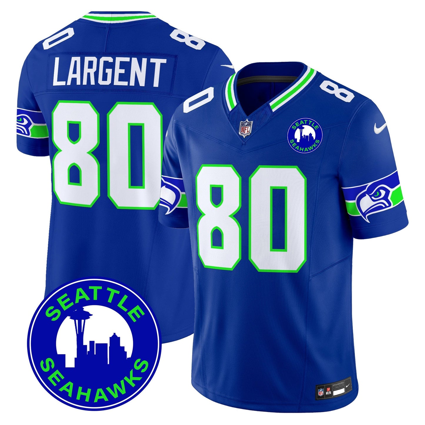 Men's Seahawks 2024 Seattle City Patch Vapor Limited Jersey - All Stitched