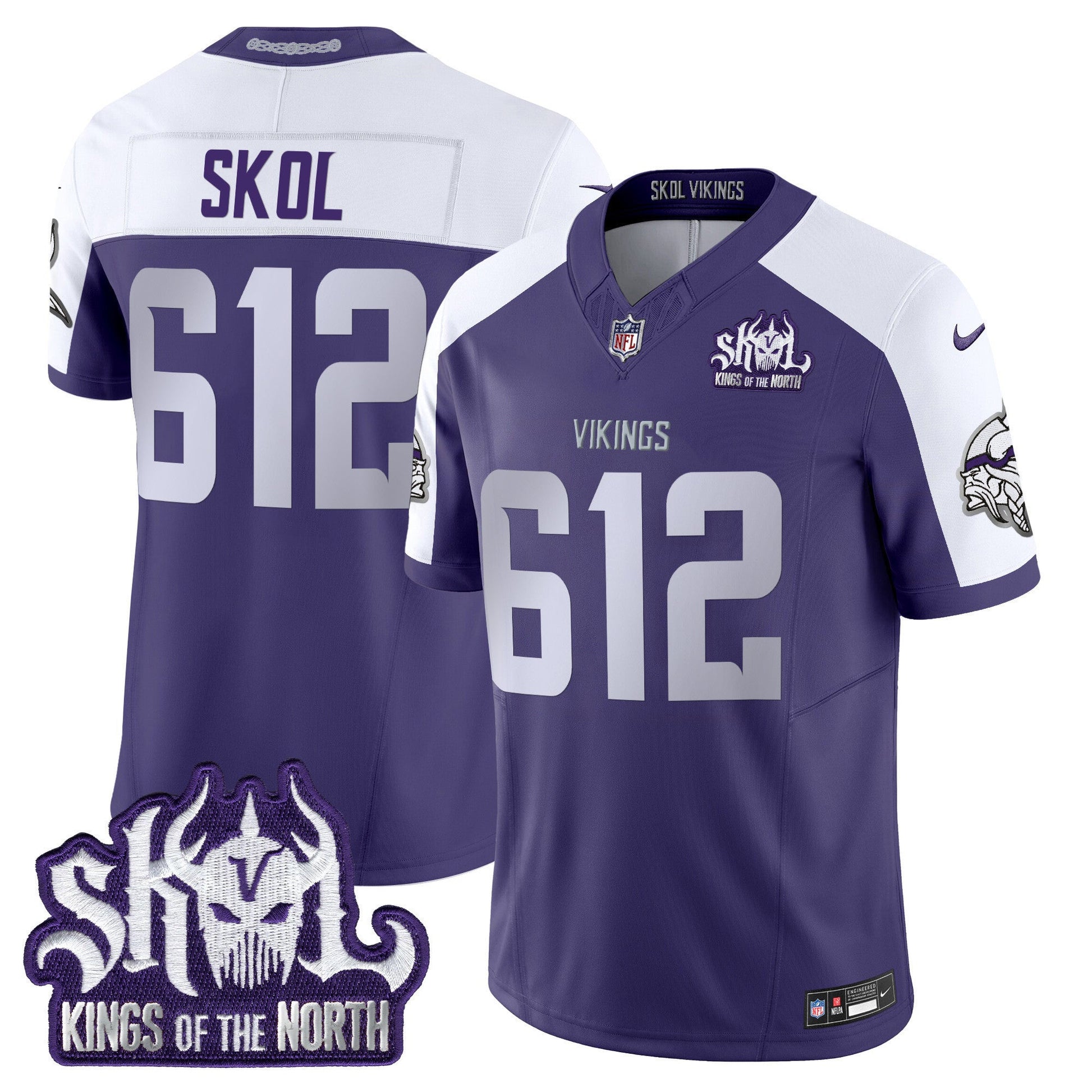 Men's Minnesota Vikings 2025 Winter Warrior Skol Patch Vapor Limited Jersey - All Stitched