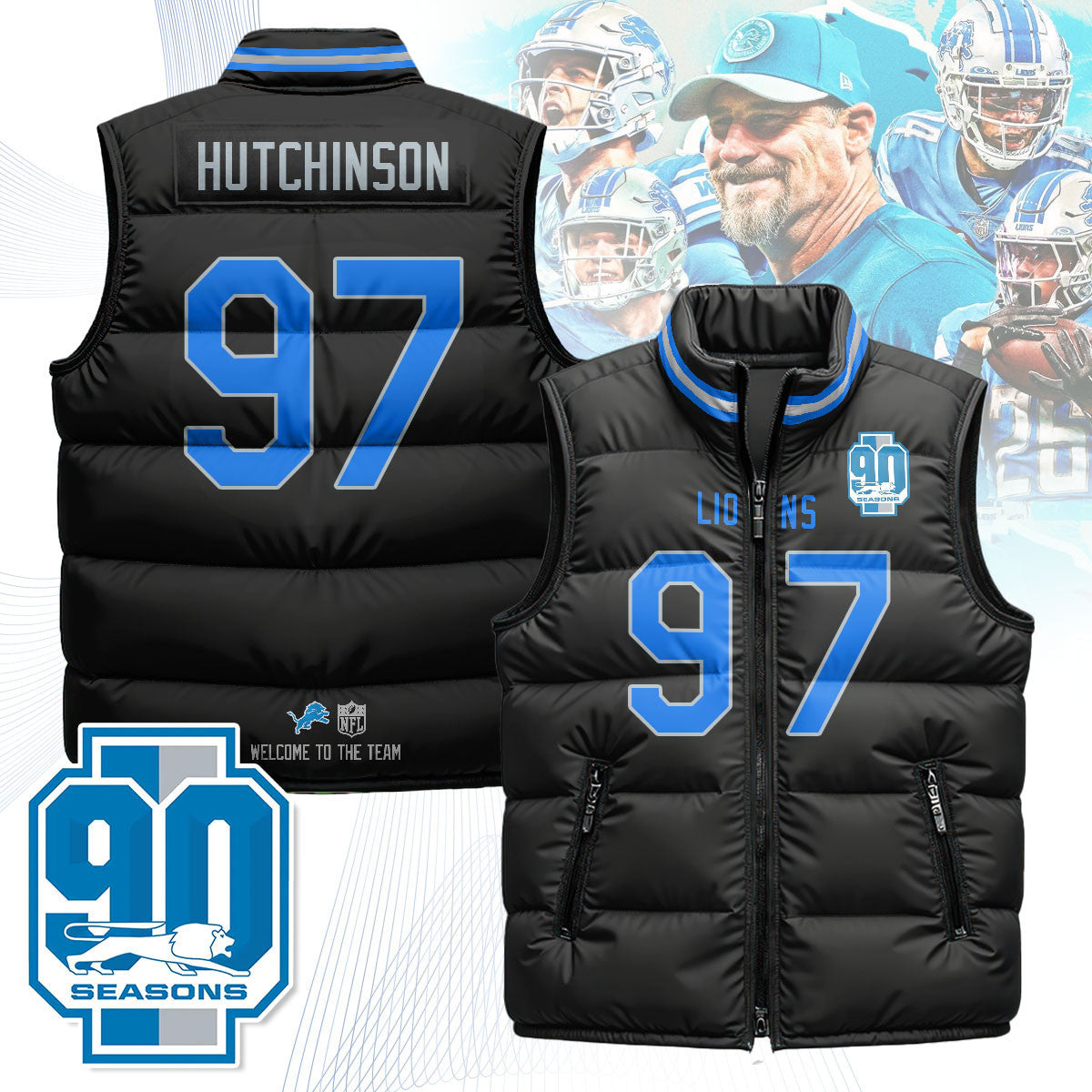 Detroit Lions Unisex Puffer Vest