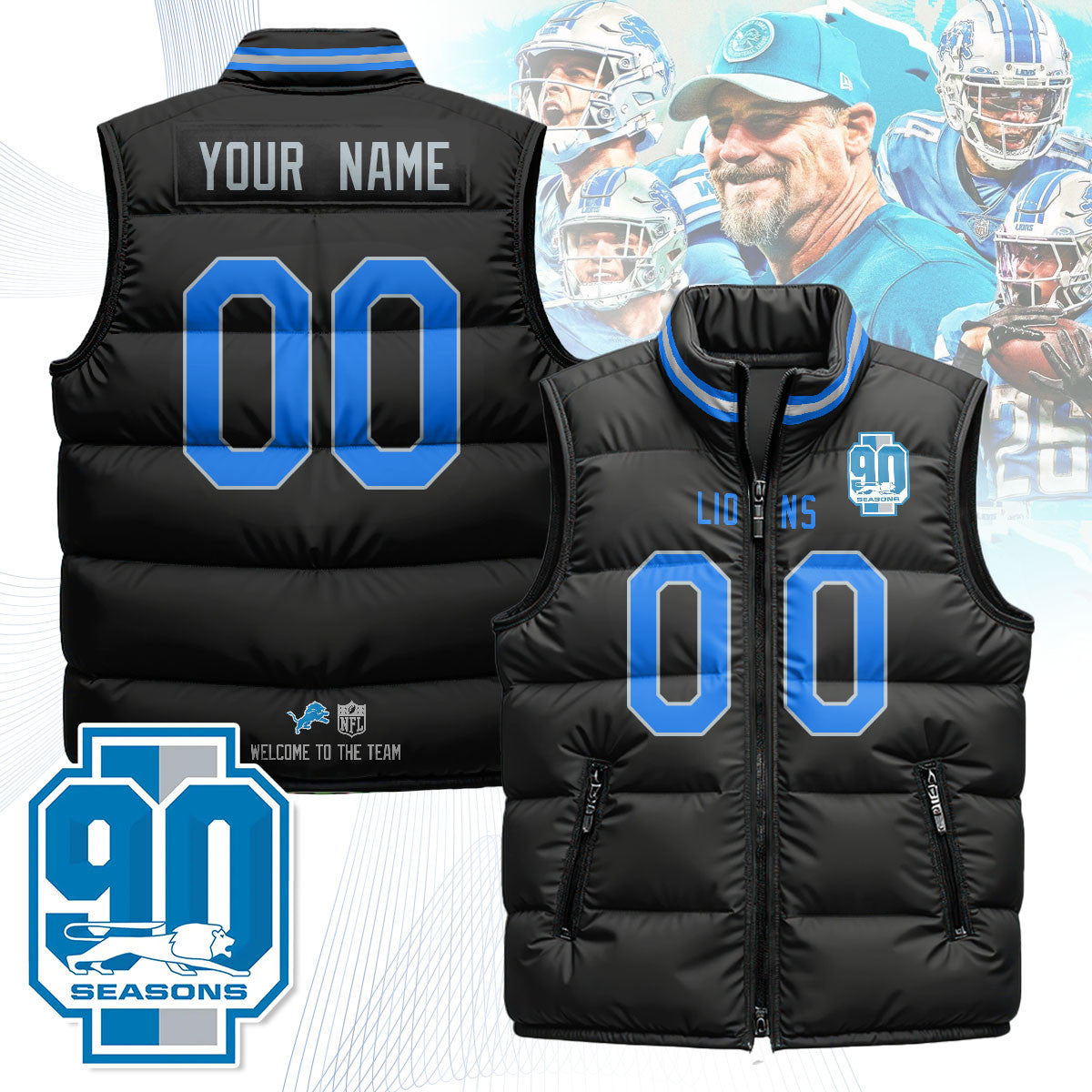 Detroit Lions Unisex Puffer Vest