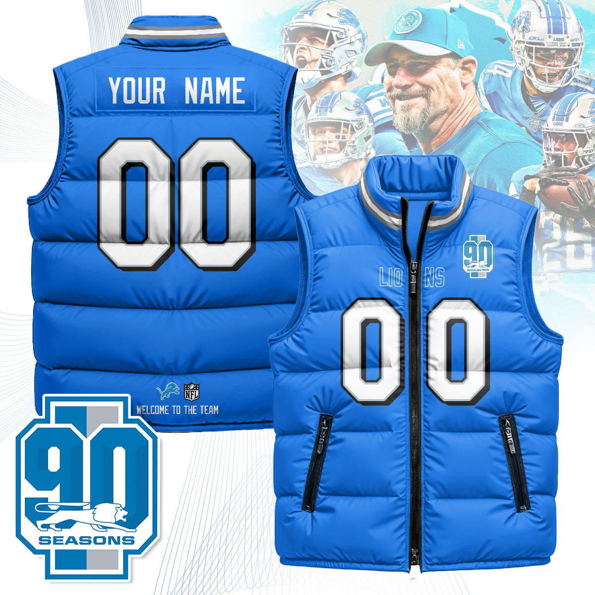 Detroit Lions Unisex Puffer Vest
