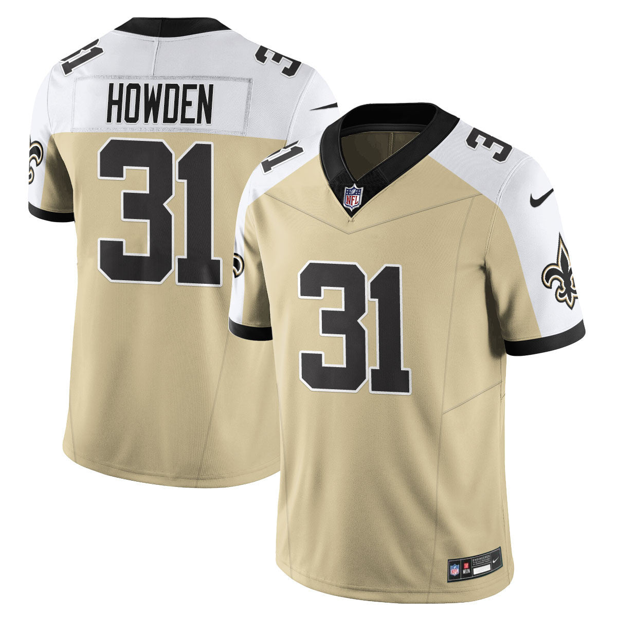Men's New Orleans Saints Golds Alternate Patch "C" Vapor Limited Jersey - All Stitched