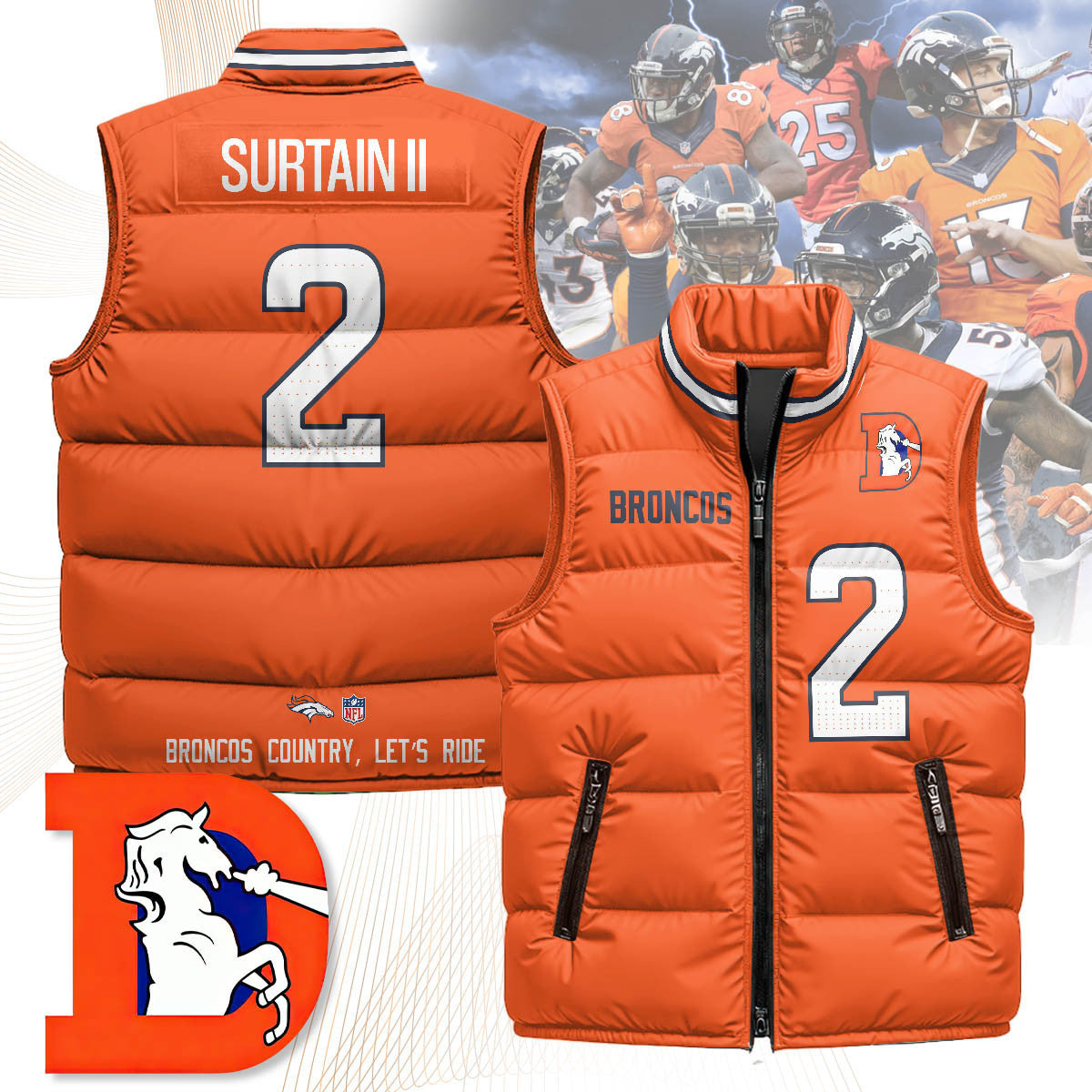 Denver Broncos Unisex Puffer Vest
