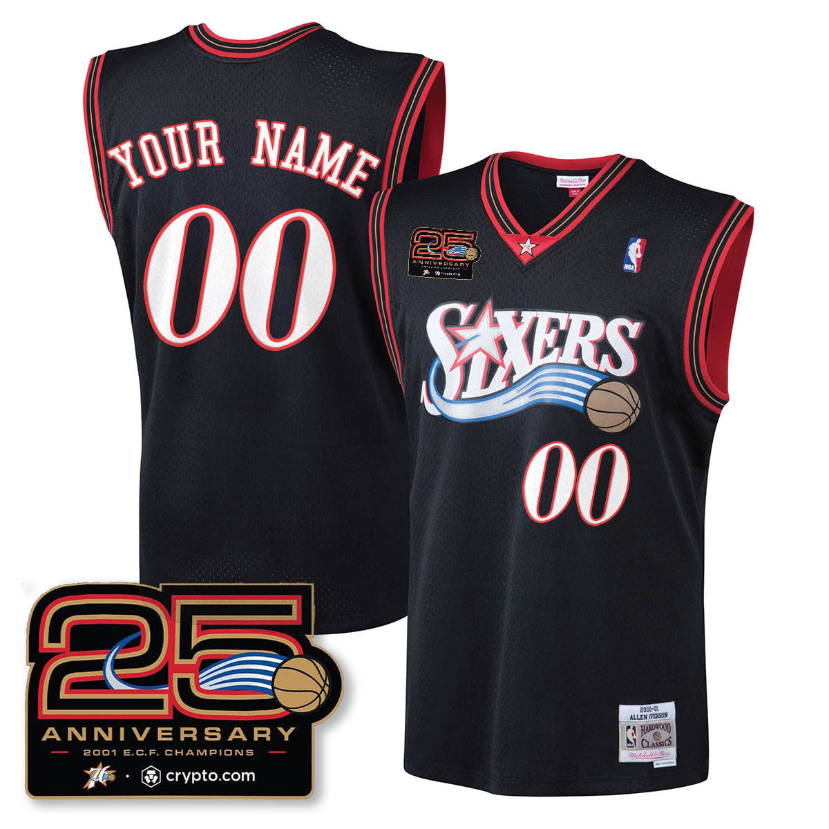 Philadelphia 76ers Throwbacks Celebrating 00-01 CUSTOM Jersey - 25th Anniversary - All Stitched