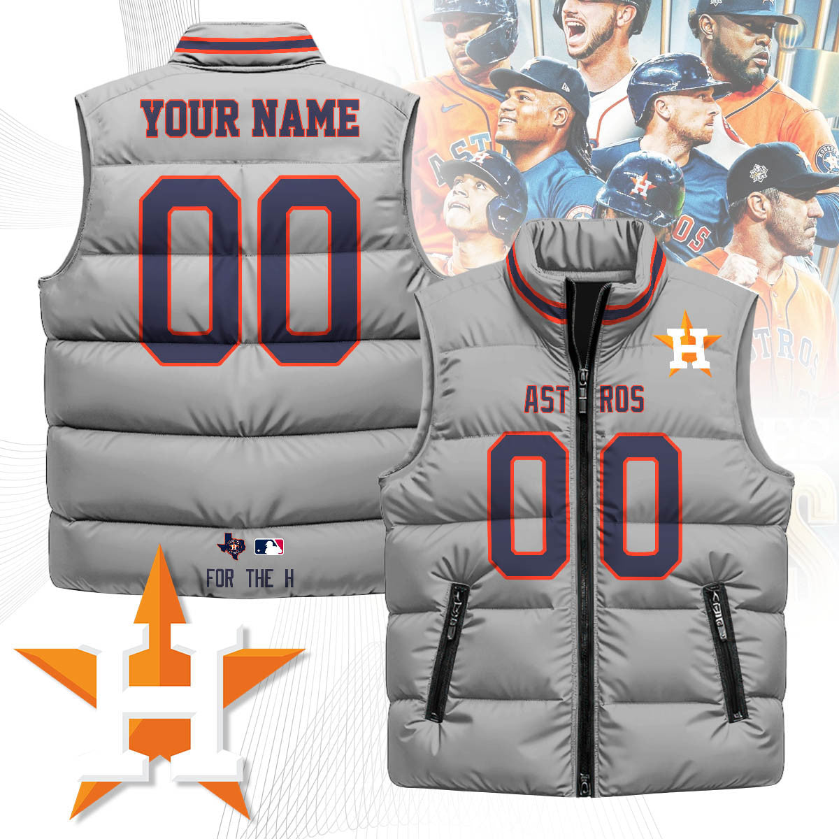 Houston Astros Custom Unisex Puffer Vest