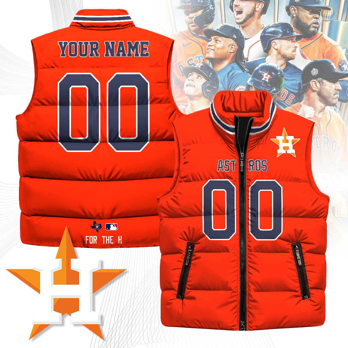 Houston Astros Custom Unisex Puffer Vest