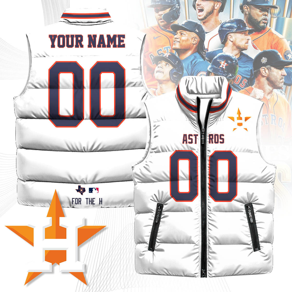 Houston Astros Custom Unisex Puffer Vest