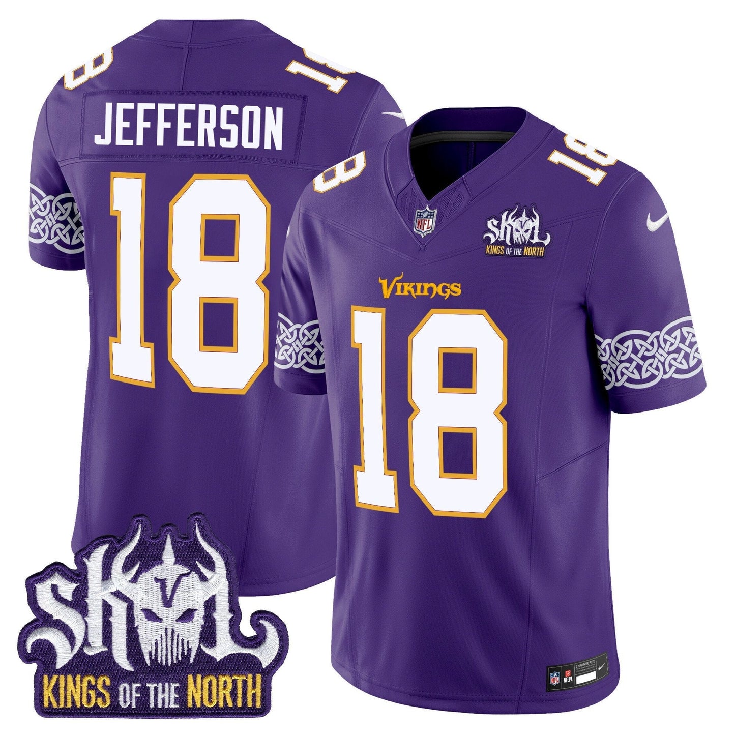 MIN King Of The North Patch Throwback Vapor Limited Jersey V2 - All Stitched