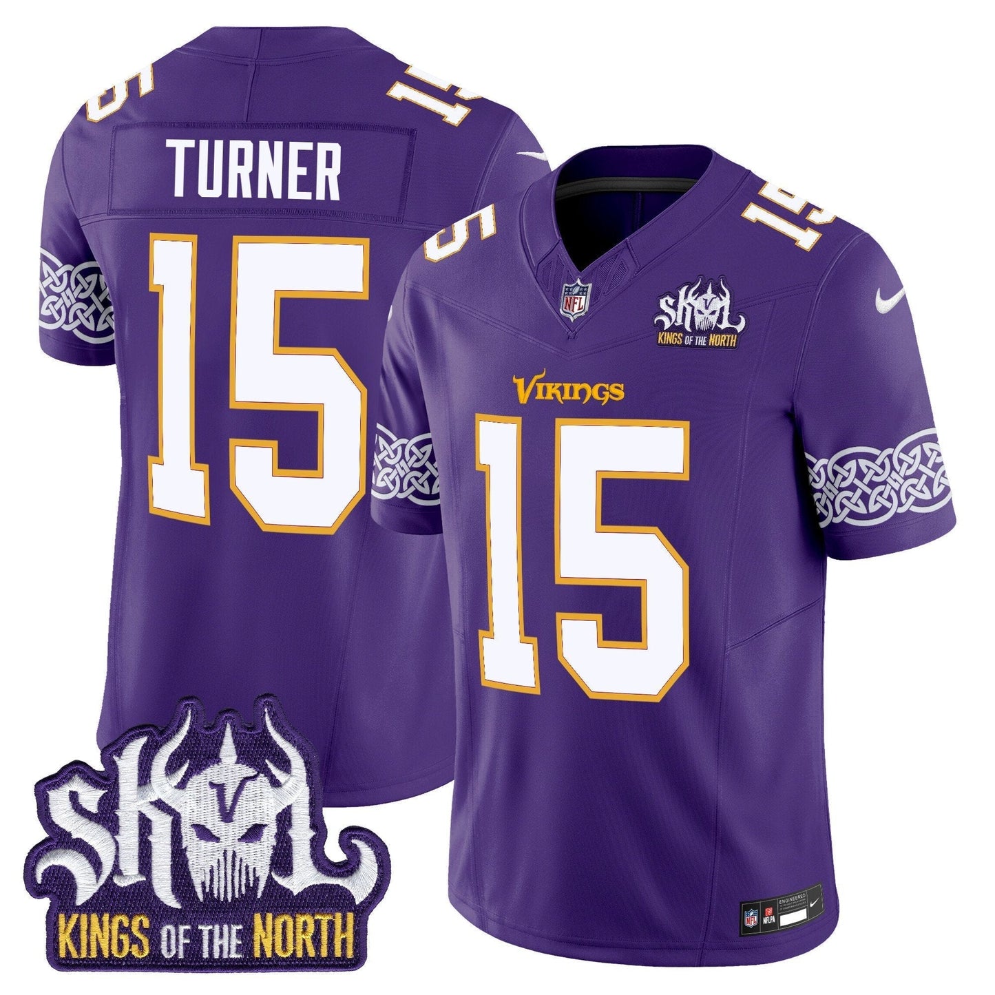 MIN King Of The North Patch Throwback Vapor Limited Jersey V2 - All Stitched