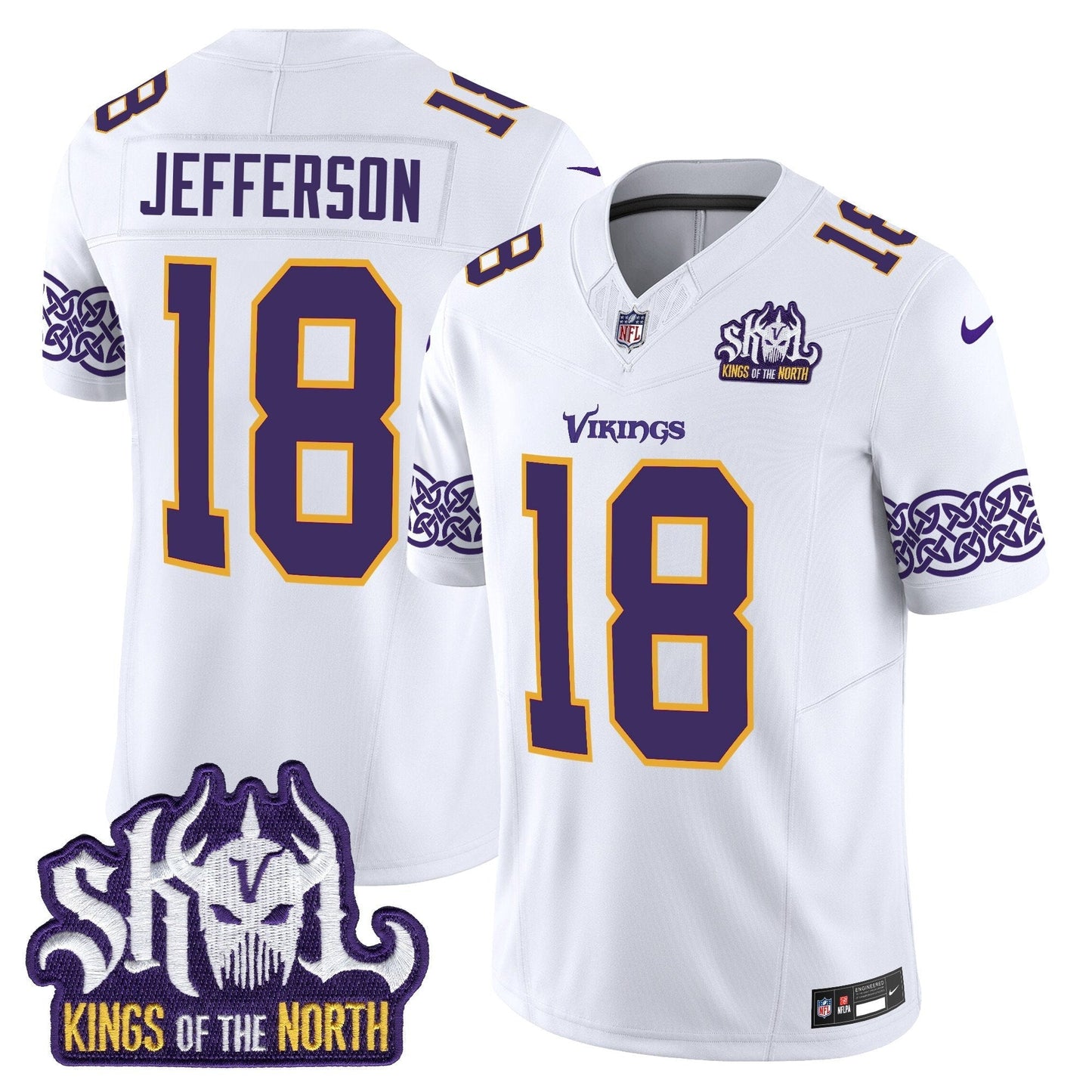 MIN King Of The North Patch Throwback Vapor Limited Jersey V2 - All Stitched