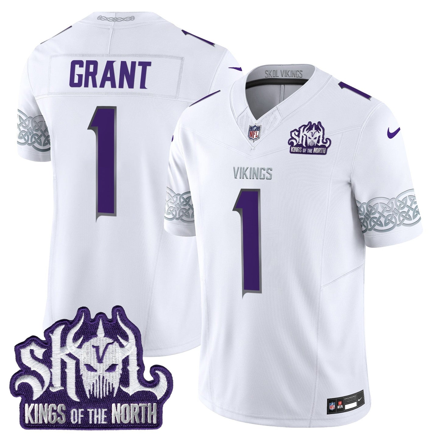 MIN King Of The North Patch Throwback Vapor Limited Jersey V2 - All Stitched