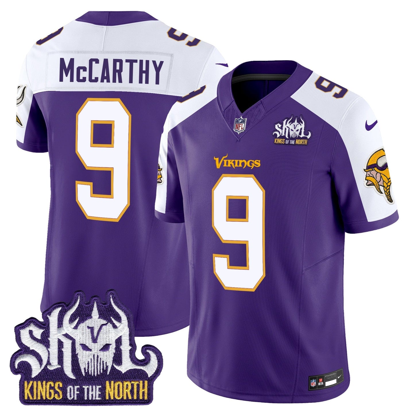 MIN King Of The North Patch Throwback Vapor Limited Jersey V2 - All Stitched