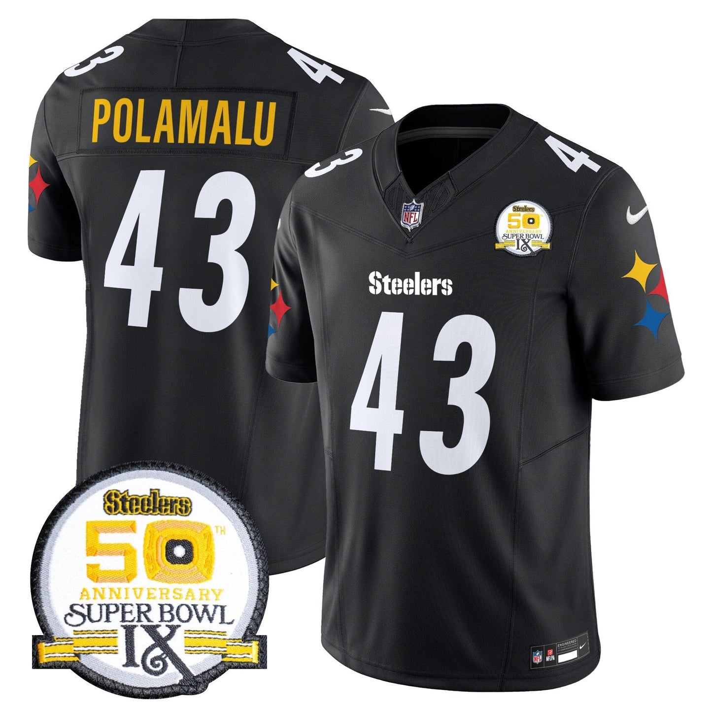 Steelers 50th Anniversary Of Super Bowl IX Patch Vapor Limited Jersey V2 - All Stitched