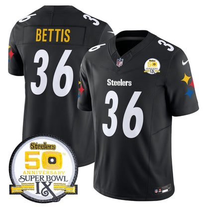 Steelers 50th Anniversary Of Super Bowl IX Patch Vapor Limited Jersey V2 - All Stitched