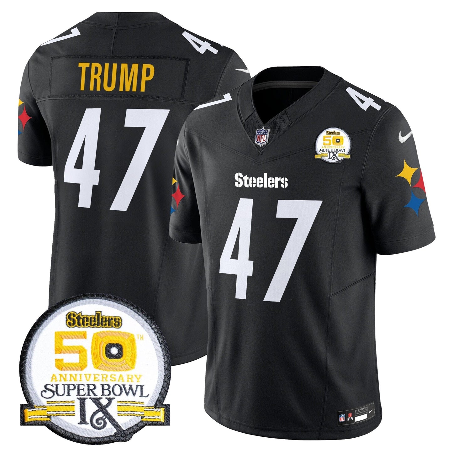 Steelers 50th Anniversary Of Super Bowl IX Patch Vapor Limited Jersey V2 - All Stitched