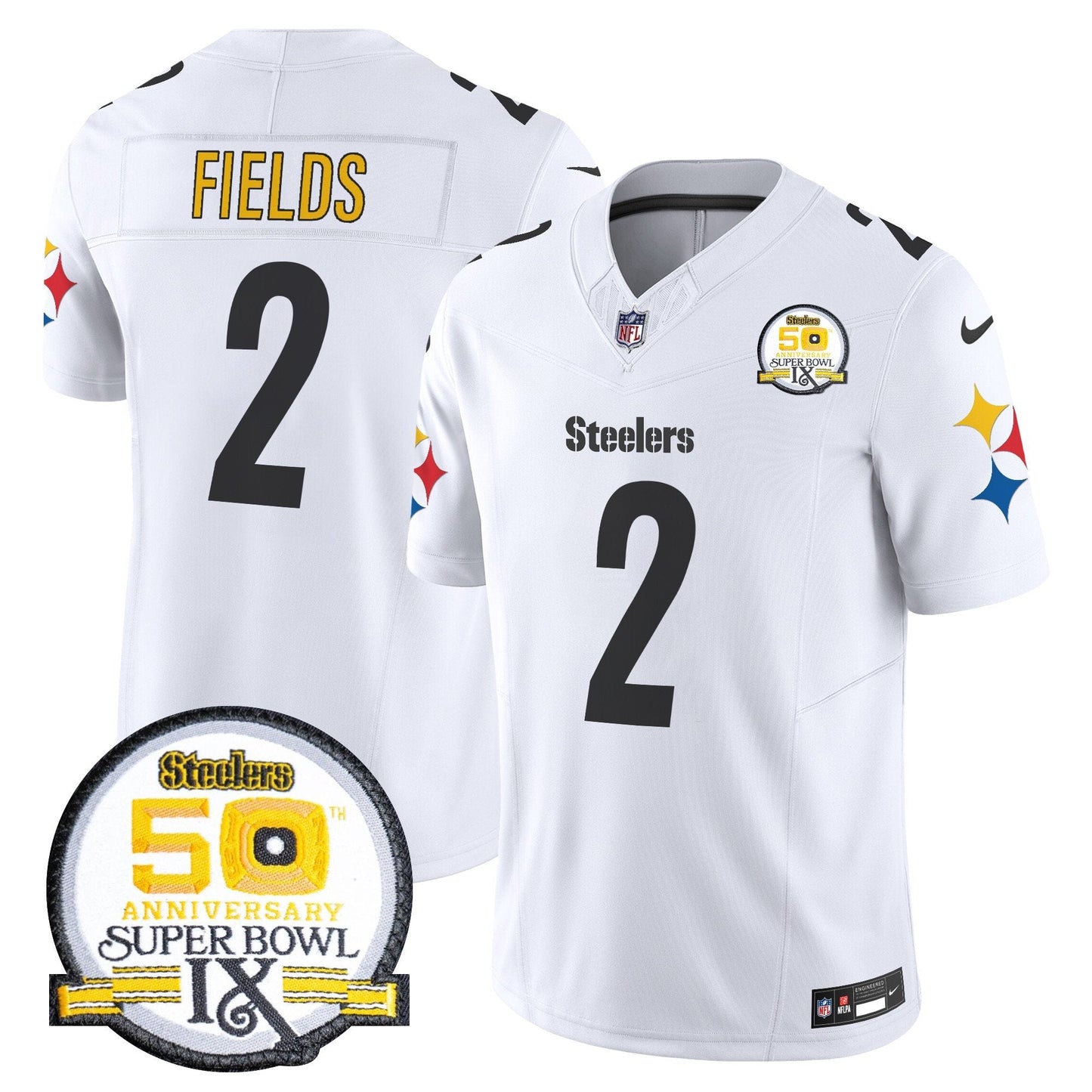 Steelers 50th Anniversary Of Super Bowl IX Patch Vapor Limited Jersey V2 - All Stitched