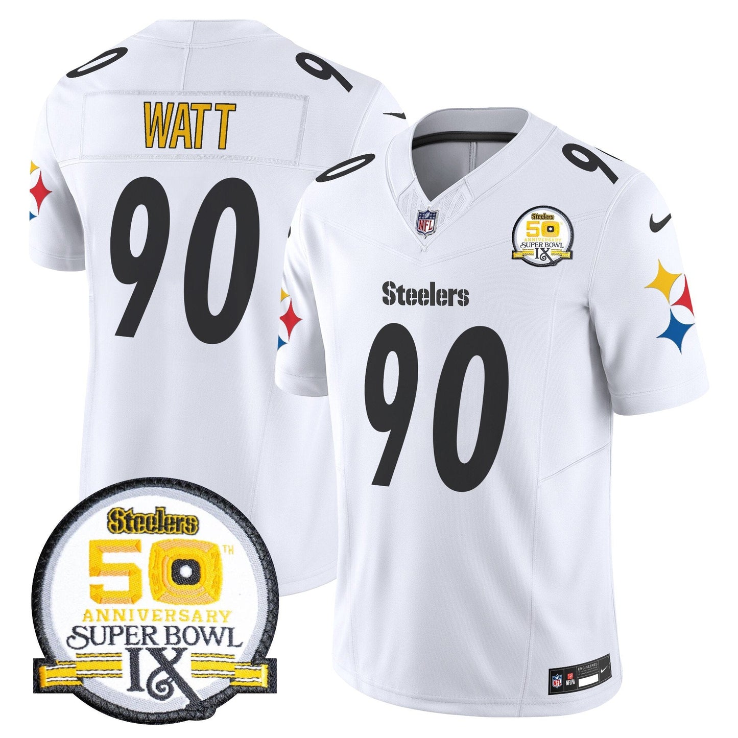 Steelers 50th Anniversary Of Super Bowl IX Patch Vapor Limited Jersey V2 - All Stitched