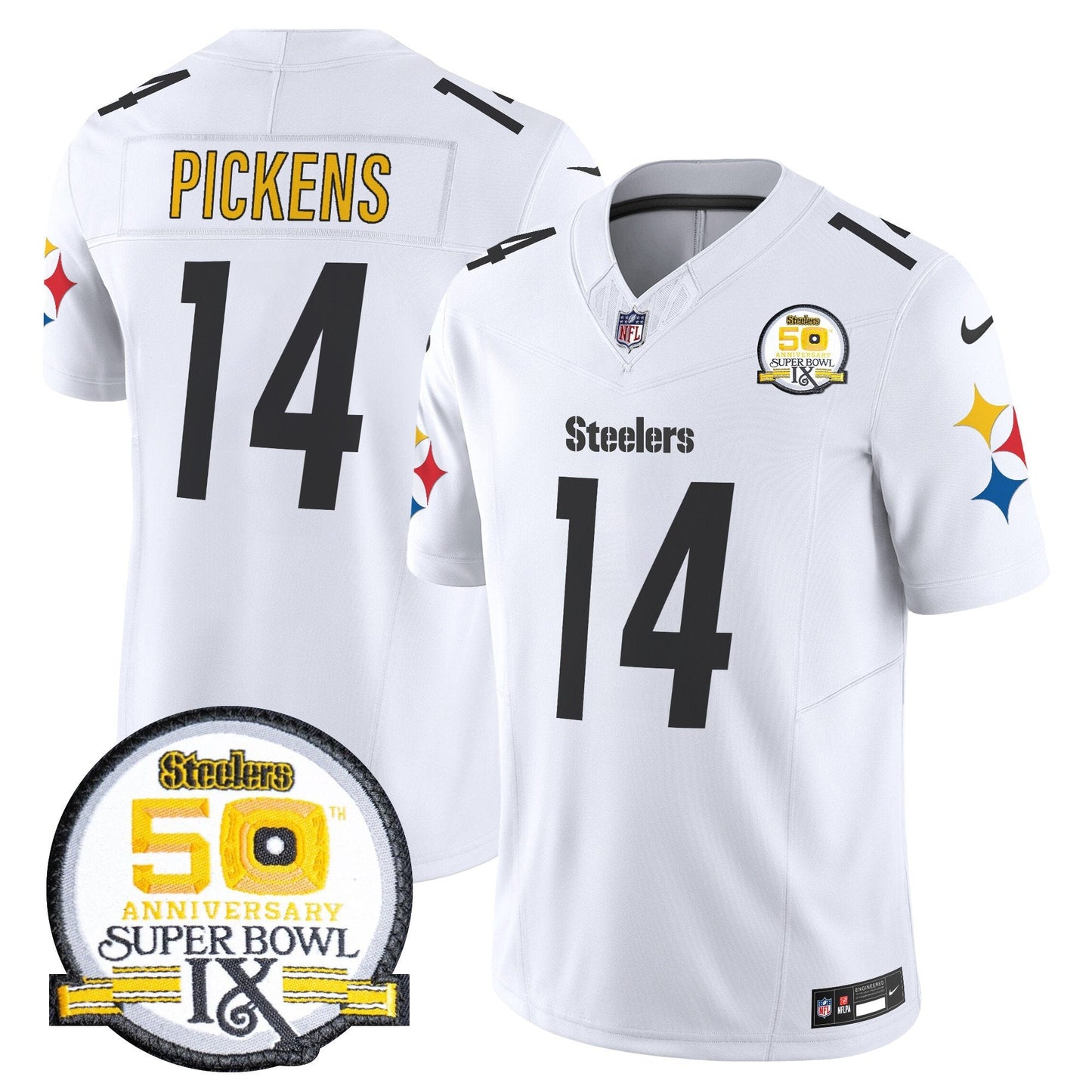 Steelers 50th Anniversary Of Super Bowl IX Patch Vapor Limited Jersey V2 - All Stitched