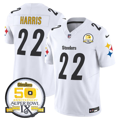 Steelers 50th Anniversary Of Super Bowl IX Patch Vapor Limited Jersey V2 - All Stitched