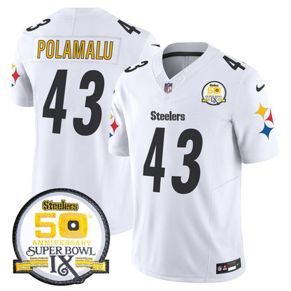 Steelers 50th Anniversary Of Super Bowl IX Patch Vapor Limited Jersey V2 - All Stitched