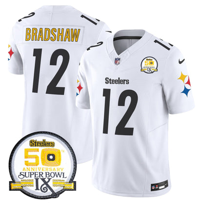 Steelers 50th Anniversary Of Super Bowl IX Patch Vapor Limited Jersey V2 - All Stitched