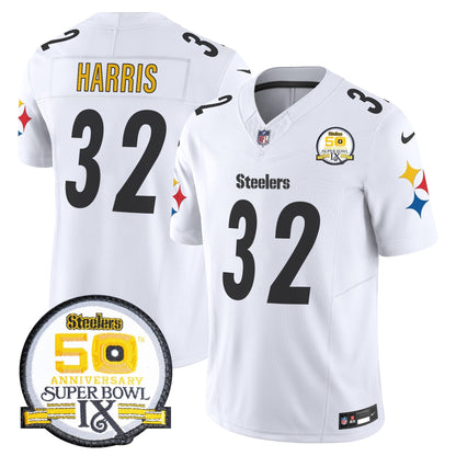 Steelers 50th Anniversary Of Super Bowl IX Patch Vapor Limited Jersey V2 - All Stitched