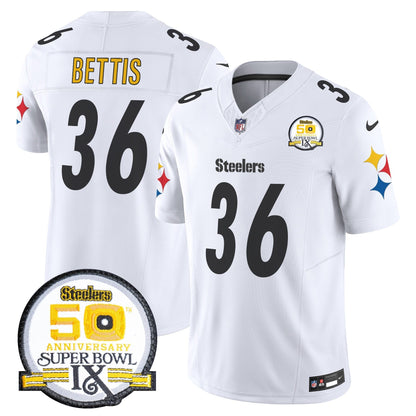 Steelers 50th Anniversary Of Super Bowl IX Patch Vapor Limited Jersey V2 - All Stitched