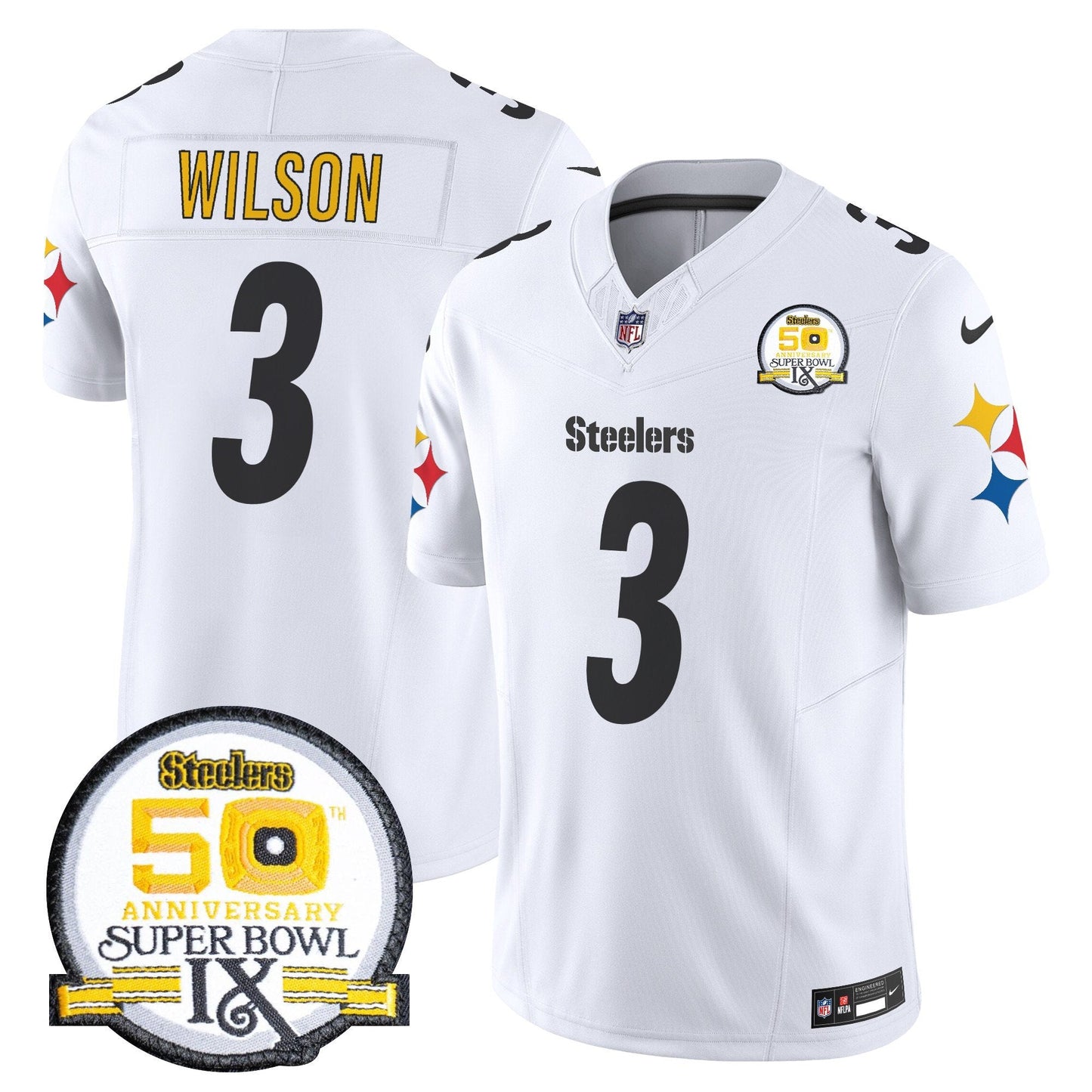 Steelers 50th Anniversary Of Super Bowl IX Patch Vapor Limited Jersey V2 - All Stitched