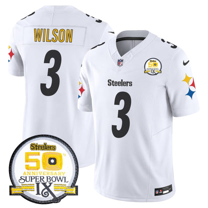 Steelers 50th Anniversary Of Super Bowl IX Patch Vapor Limited Jersey V2 - All Stitched
