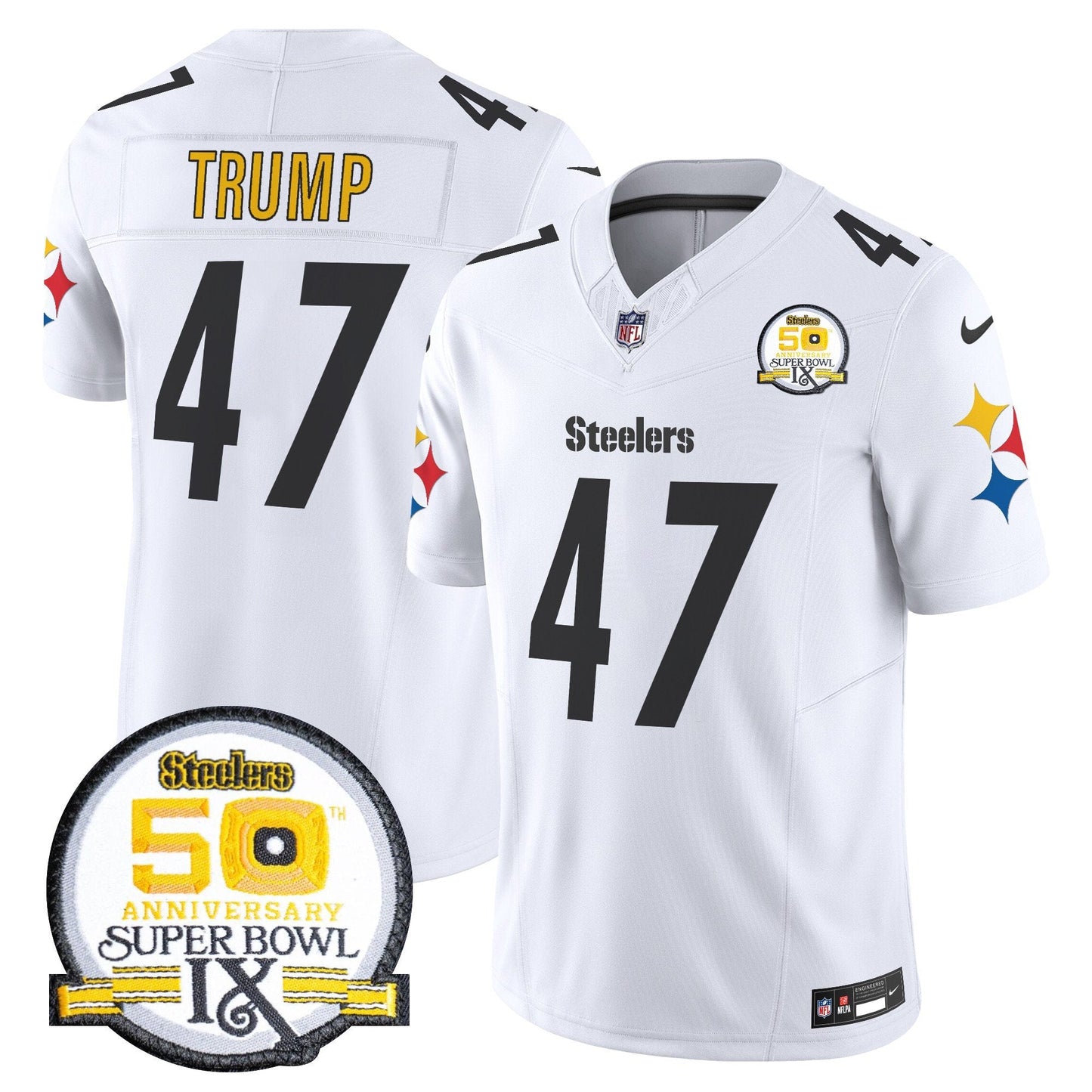 Steelers 50th Anniversary Of Super Bowl IX Patch Vapor Limited Jersey V2 - All Stitched