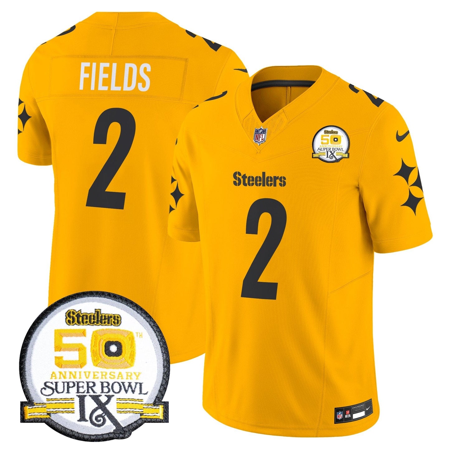 Steelers 50th Anniversary Of Super Bowl IX Patch Vapor Limited Jersey V2 - All Stitched