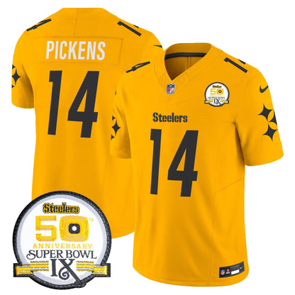 Steelers 50th Anniversary Of Super Bowl IX Patch Vapor Limited Jersey V2 - All Stitched