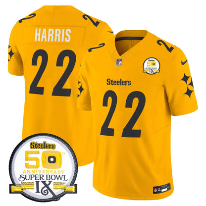 Steelers 50th Anniversary Of Super Bowl IX Patch Vapor Limited Jersey V2 - All Stitched