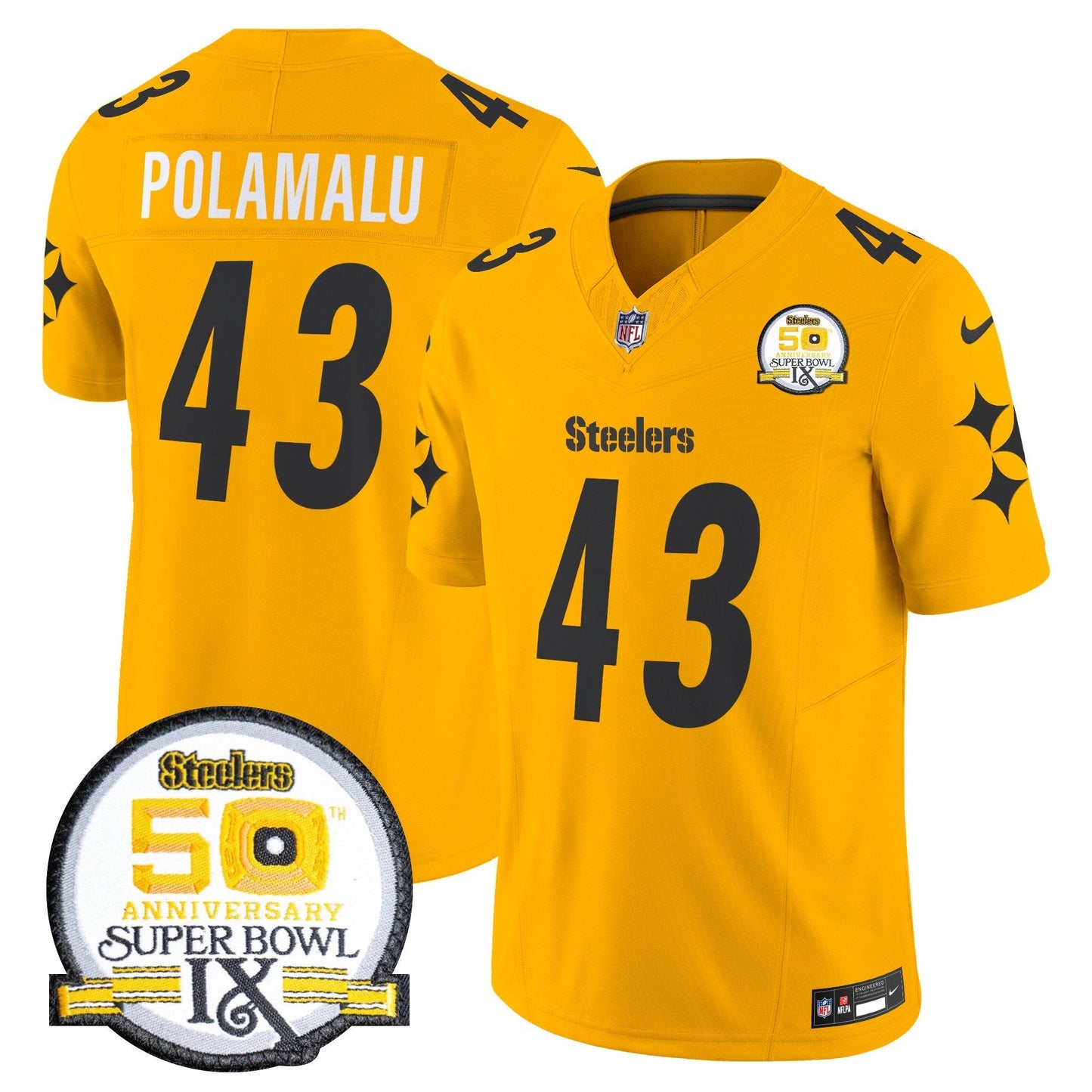 Steelers 50th Anniversary Of Super Bowl IX Patch Vapor Limited Jersey V2 - All Stitched