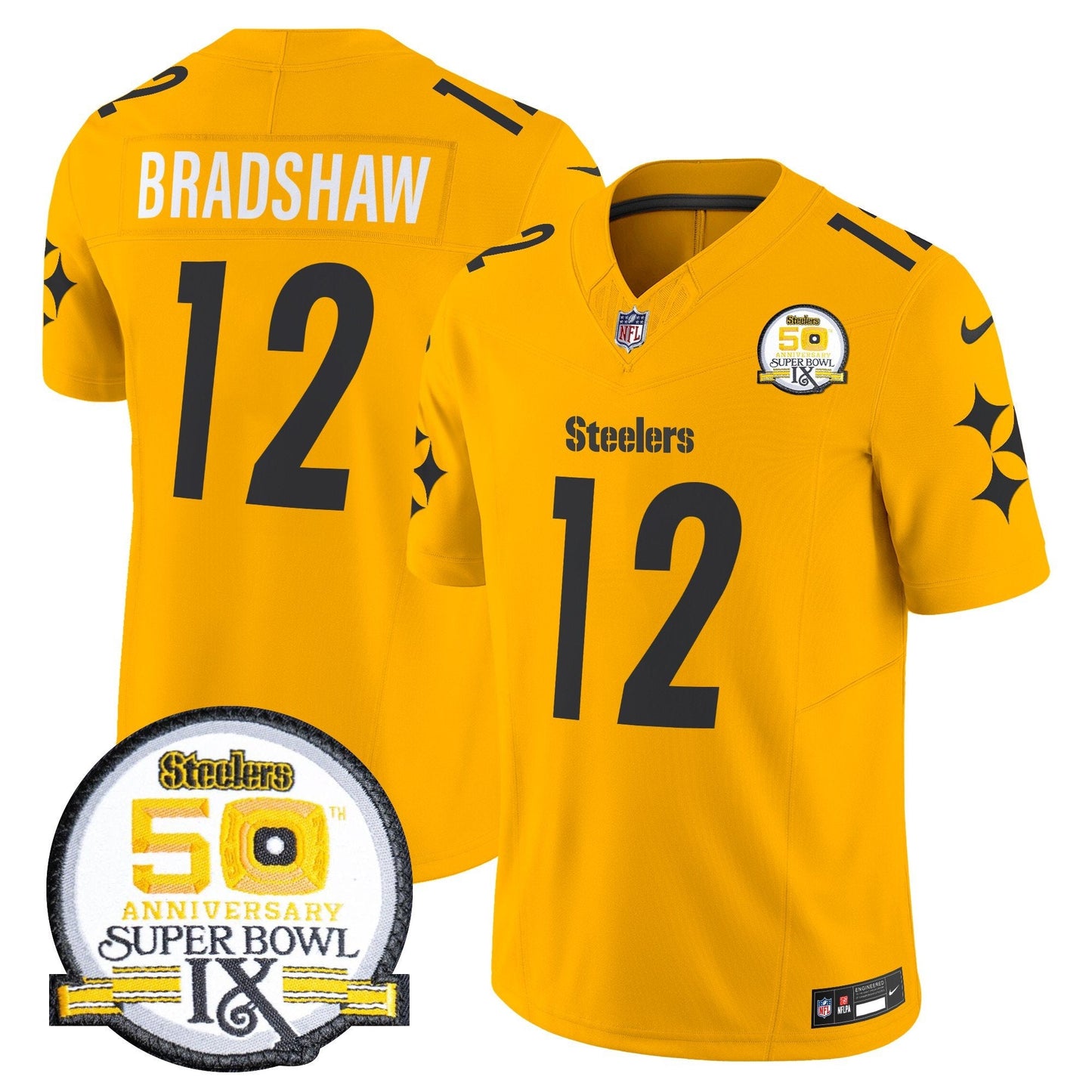 Steelers 50th Anniversary Of Super Bowl IX Patch Vapor Limited Jersey V2 - All Stitched
