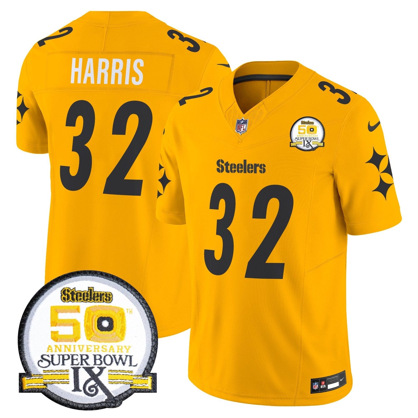 Steelers 50th Anniversary Of Super Bowl IX Patch Vapor Limited Jersey V2 - All Stitched