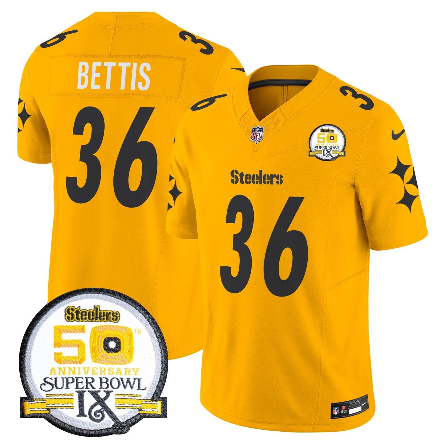 Steelers 50th Anniversary Of Super Bowl IX Patch Vapor Limited Jersey V2 - All Stitched