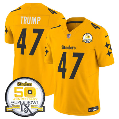 Steelers 50th Anniversary Of Super Bowl IX Patch Vapor Limited Jersey V2 - All Stitched