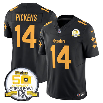 Steelers 50th Anniversary Of Super Bowl IX Patch Vapor Limited Jersey V2 - All Stitched