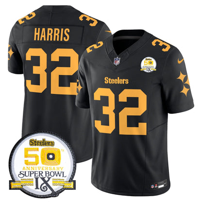 Steelers 50th Anniversary Of Super Bowl IX Patch Vapor Limited Jersey V2 - All Stitched