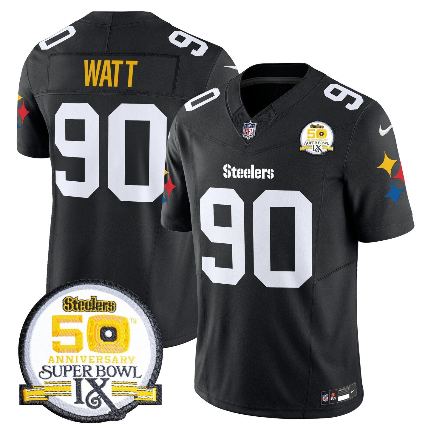 Steelers 50th Anniversary Of Super Bowl IX Patch Vapor Limited Jersey V2 - All Stitched