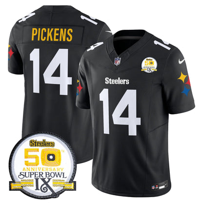 Steelers 50th Anniversary Of Super Bowl IX Patch Vapor Limited Jersey V2 - All Stitched