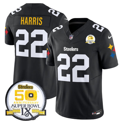 Steelers 50th Anniversary Of Super Bowl IX Patch Vapor Limited Jersey V2 - All Stitched