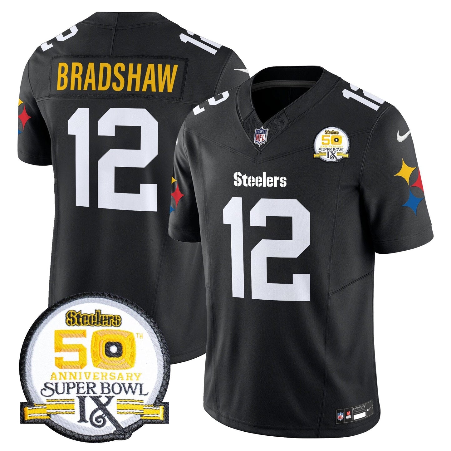 Steelers 50th Anniversary Of Super Bowl IX Patch Vapor Limited Jersey V2 - All Stitched