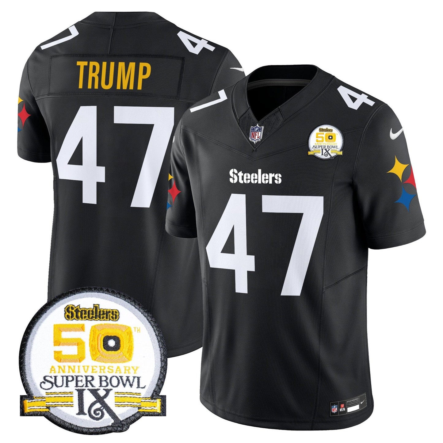 Steelers 50th Anniversary Of Super Bowl IX Patch Vapor Limited Jersey V2 - All Stitched