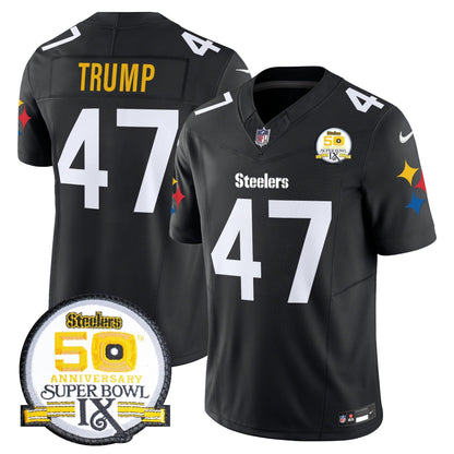 Steelers 50th Anniversary Of Super Bowl IX Patch Vapor Limited Jersey V2 - All Stitched